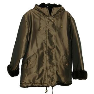 Women's Reversible Winter Coat Size Small Oversized Hooded Pockets Current Seen